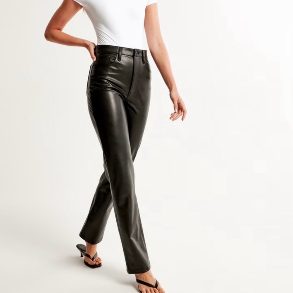 A&F Vegan Leather 90s straight ultra high rise